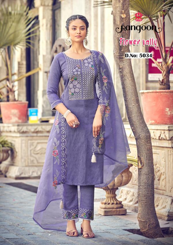 Rangoon Flower Vally Viscose Embroidred Kurti Bottom With Dupatta